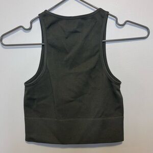 Dynamite - High Neck Crop Tank Top - Dark Green - Size XS